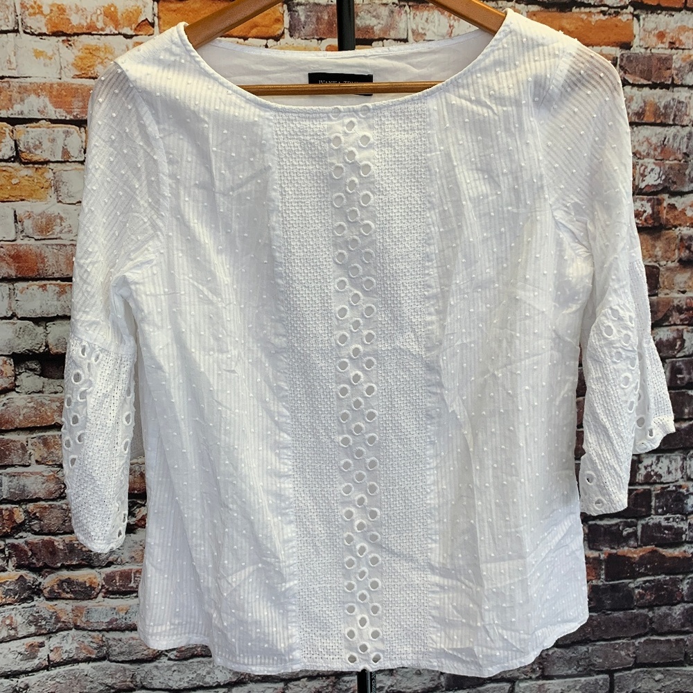 Ivanka Trump White Half Sleeve Blouse
